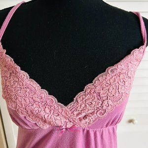 Joe Boxer Women (S)  lace hot pink Teddy Sleepwear Nighty adjustable straps.